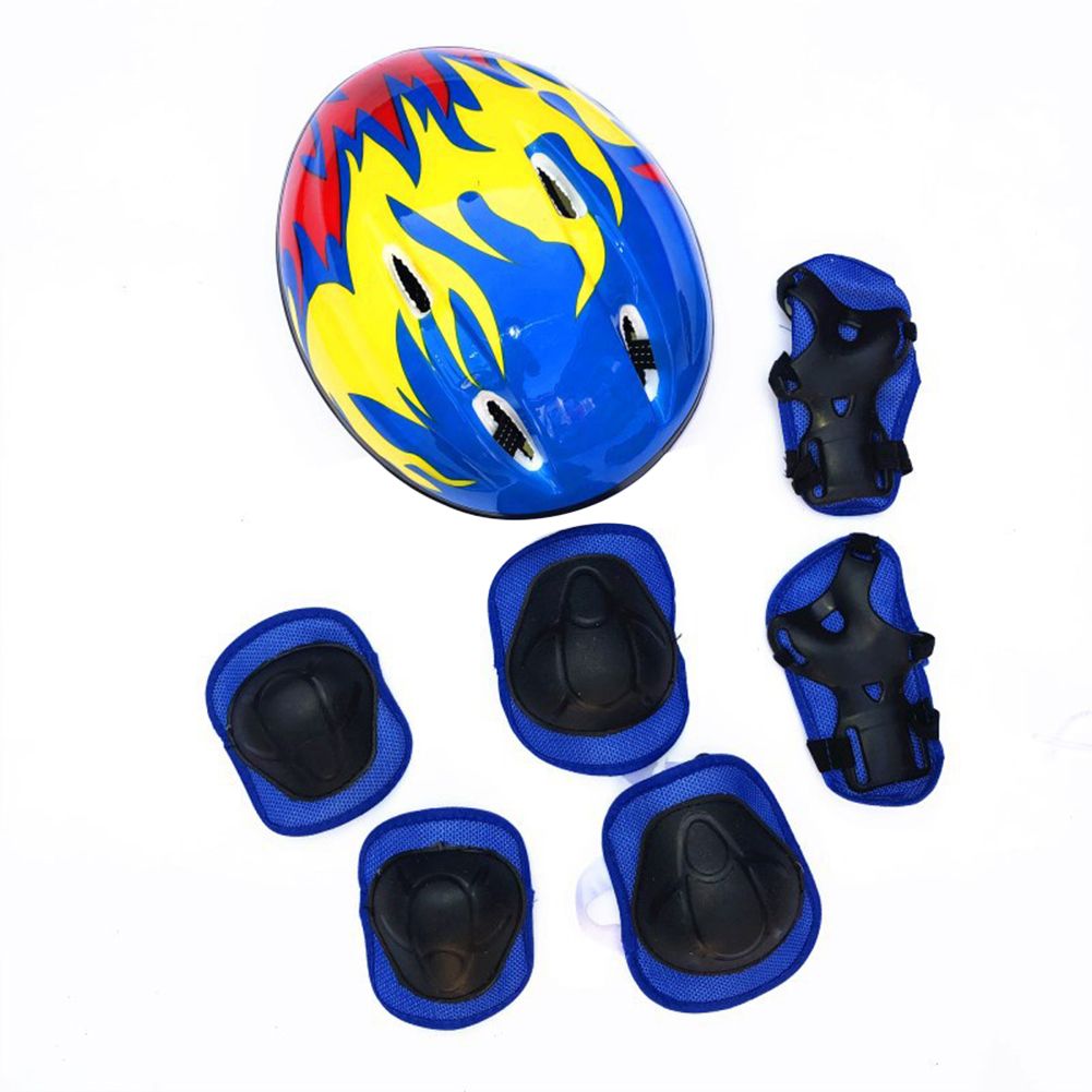 7pcs/set Kids Cycling Protective Gear Bicycle Helmet Knee