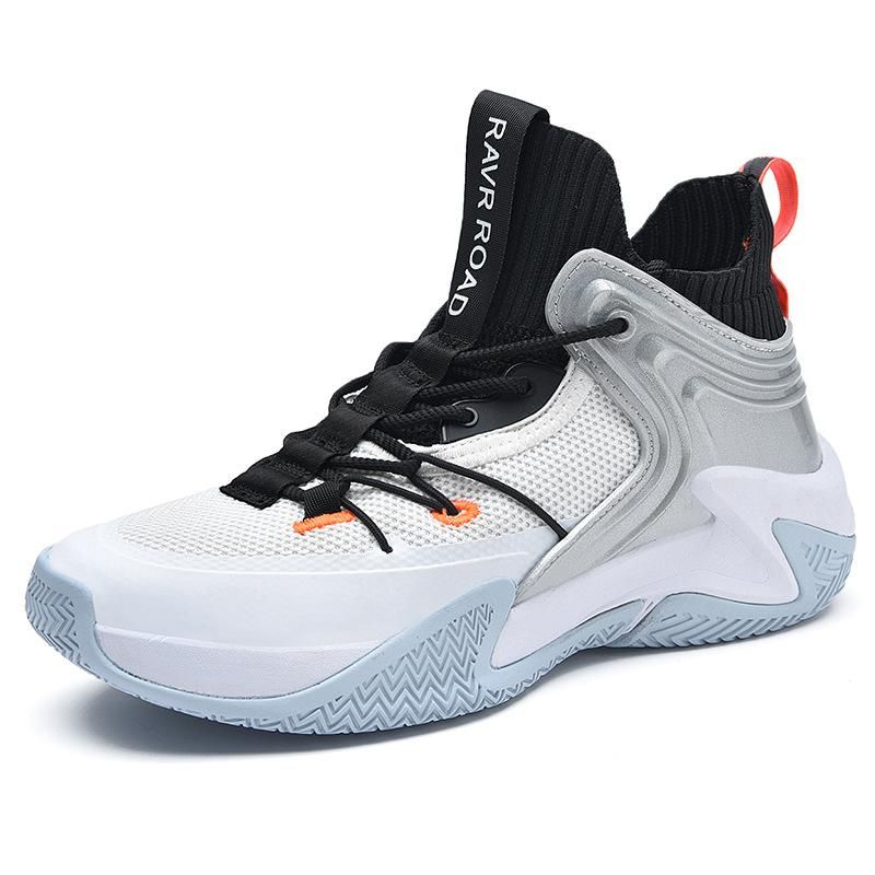 Plus Size (39-46) Basketball Shoes High Top Men's Sneakers White