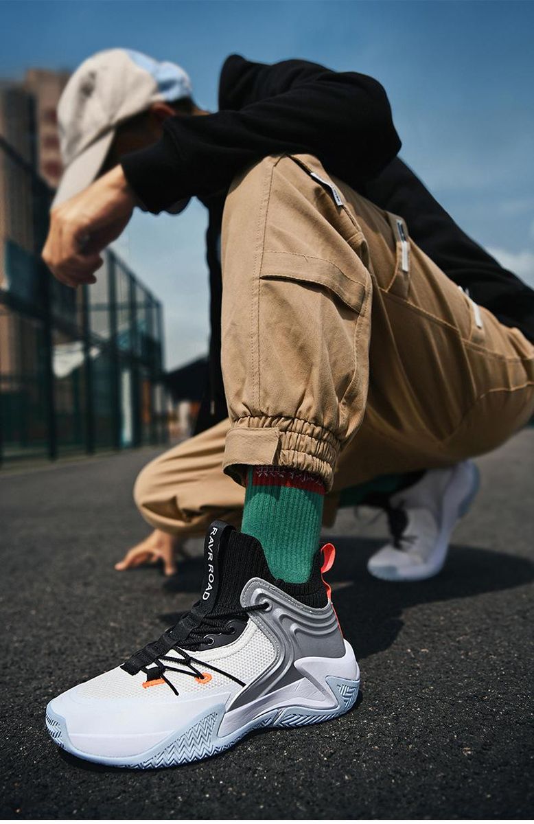 Plus Size (39-46) Basketball Shoes High Top Men's Sneakers White