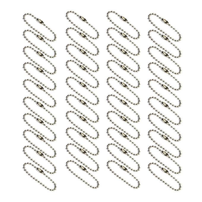 40_ Tag Chain 10cm Nickel Plated Keychain Ball Chain 2.4mm Bead Silver