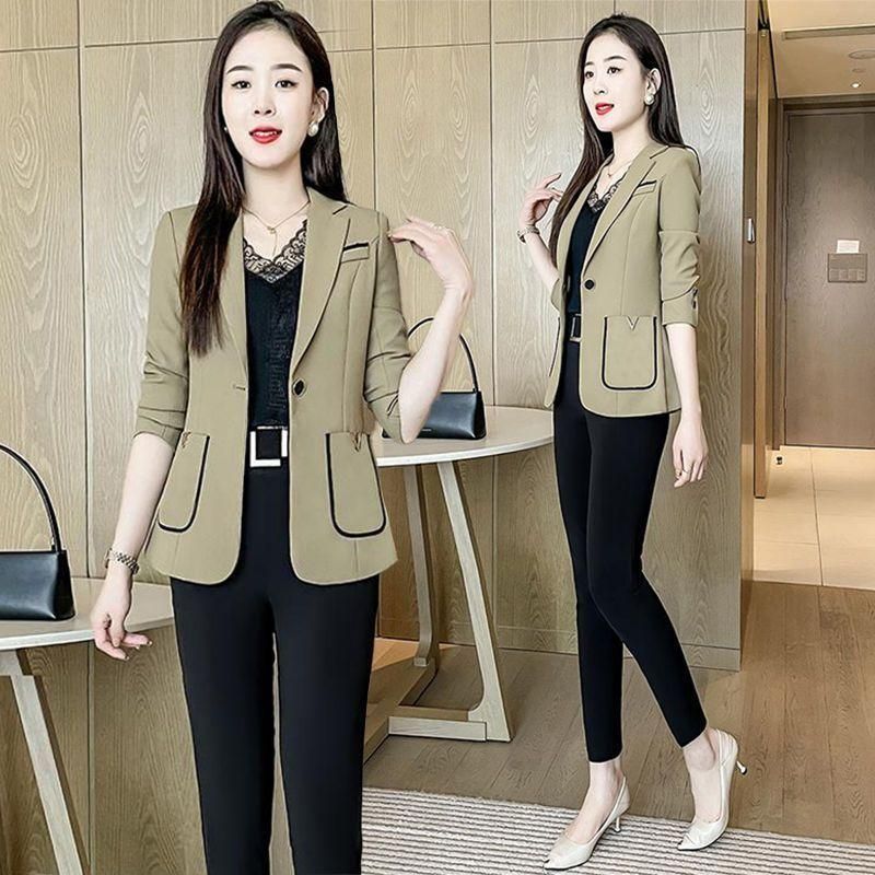 Large Size Women's Clothing High Sense Business Suit Coat Spring and Autumn 2023 New Fashion Temperament Elegant Small Tailored Suit Top