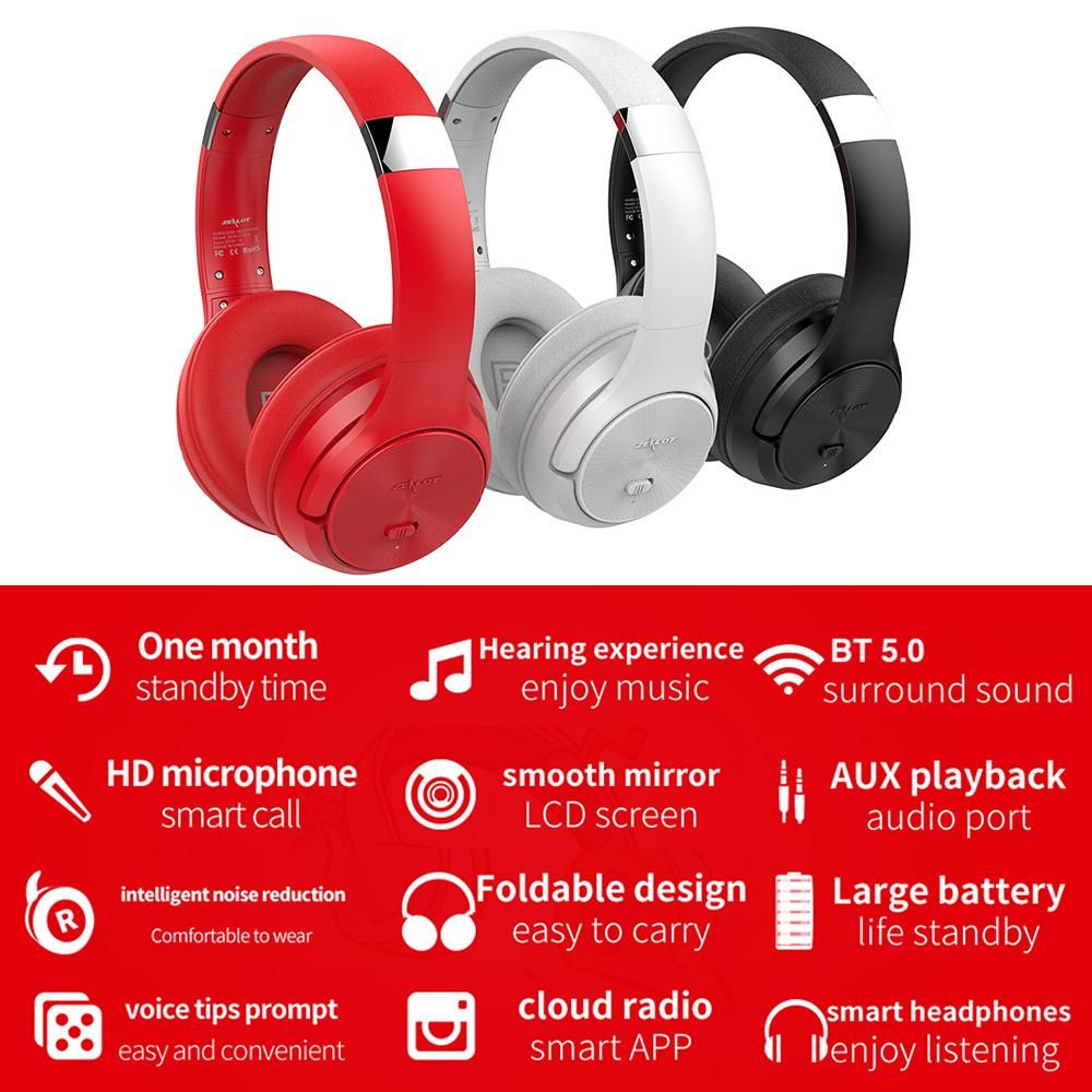 ZEALOT B36 Red Bluetooth Headset earphone Wireless Headphones Stereo Foldable Sport Earphone Microphone headset Handfree,FM and support SD card with mic with microphone Deep bass.