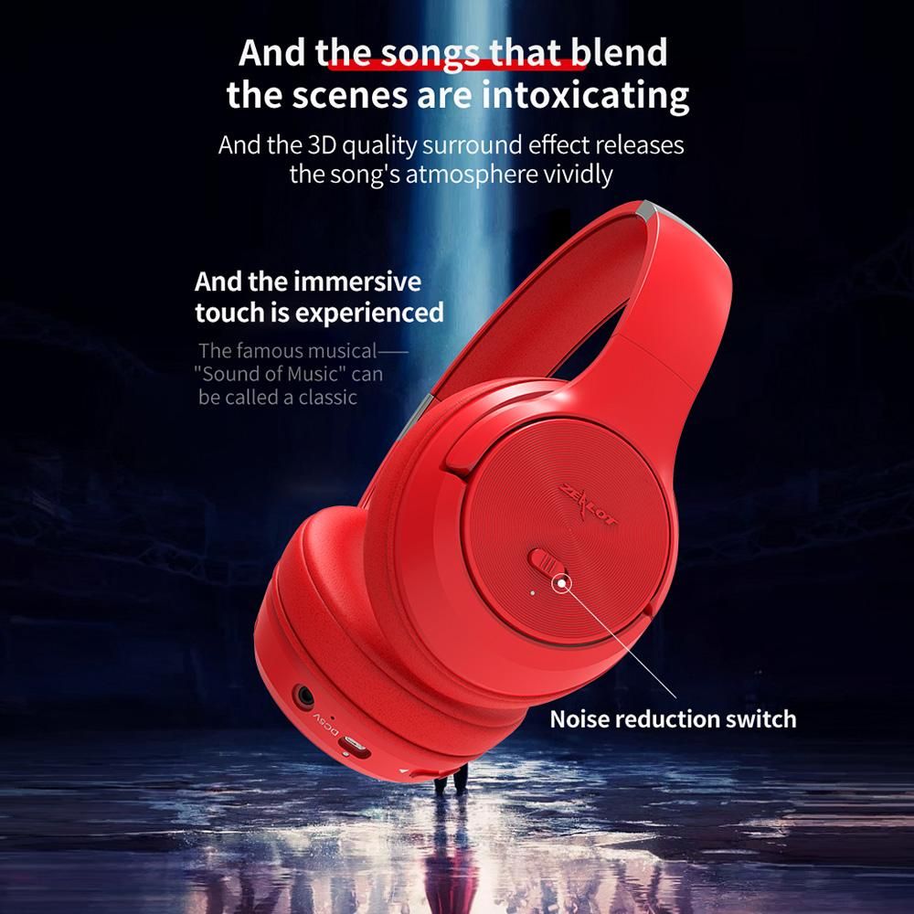 ZEALOT B36 Red Bluetooth Headset earphone Wireless Headphones Stereo Foldable Sport Earphone Microphone headset Handfree,FM and support SD card with mic with microphone Deep bass.