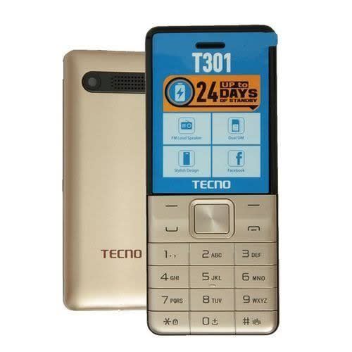 T301- Dual Sim -Torch Light - 4MB ROM +4MB RAM - 1150mAh- Fm Radio- Gold