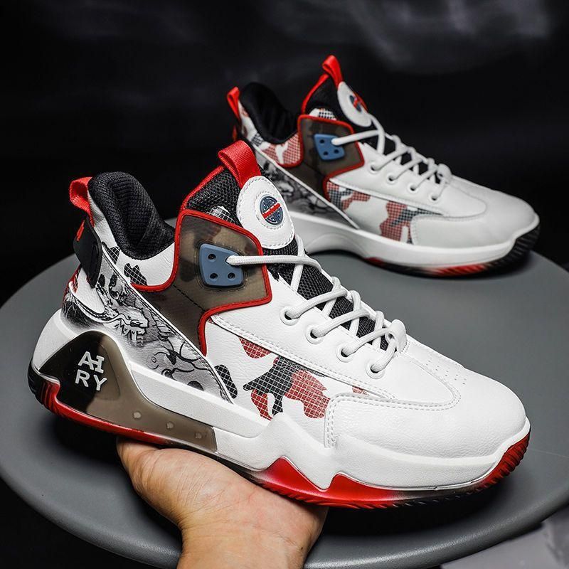 Men's Basketball Shoes Sports Shoes PU Running Shoes Red