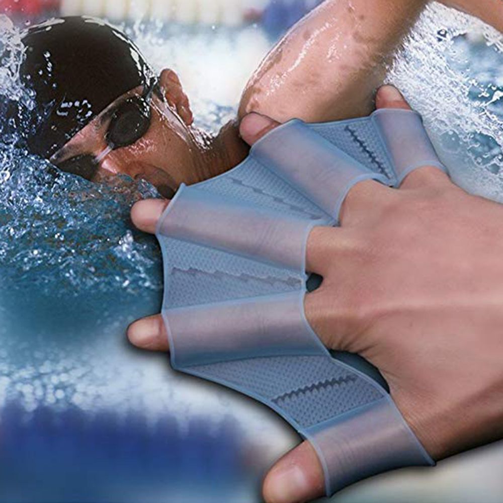 1 Pair Frog Silicone Hand Swimming Training Flippers Swim