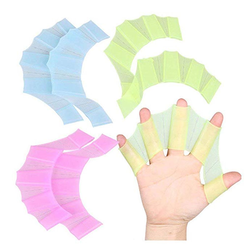 1 Pair Frog Silicone Hand Swimming Training Flippers Swim