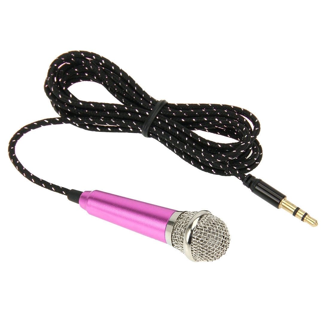 Stylish Mini Mobile Microphone With 3.5mm Audio Interface And 3.5 Mm Male To 2 Female Plug Adapter Cable, Mic Cable Length: 1.6m(Magenta)