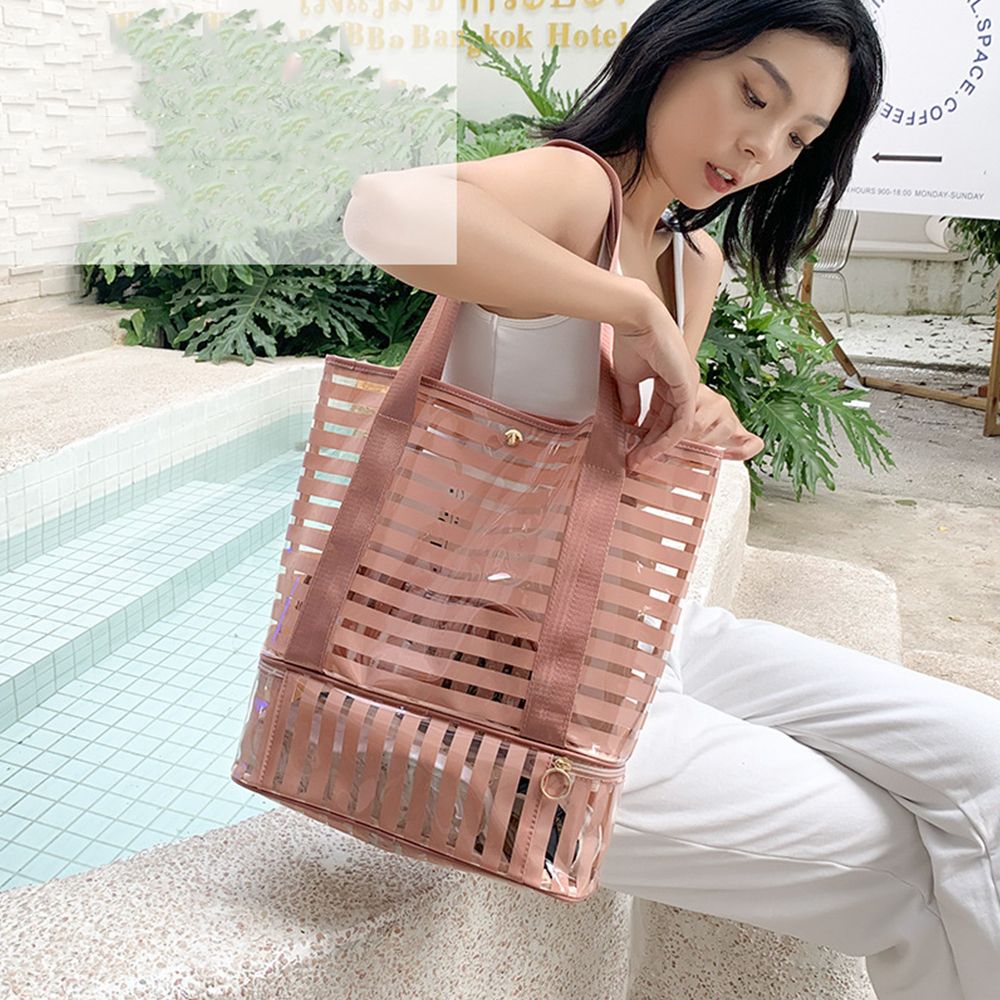 Pvc Transparent Swimming Bag Gym Clear Tote Handbags Beach
