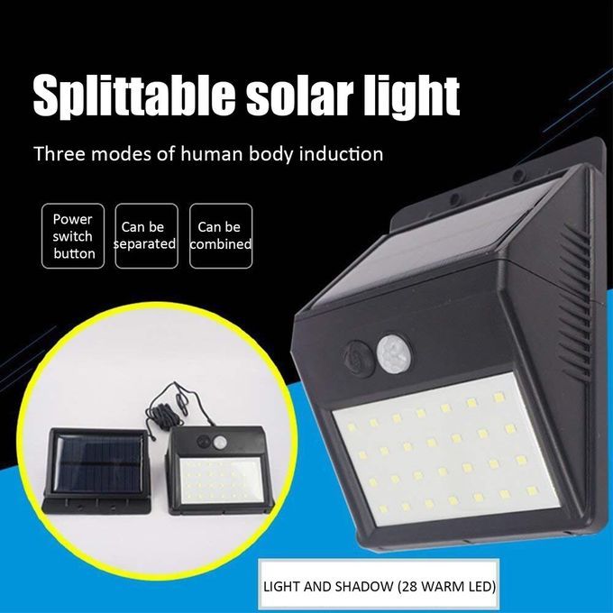 30 LED Solar Light Human Body Induction Wall Motion Sensor Street Lamp Black
