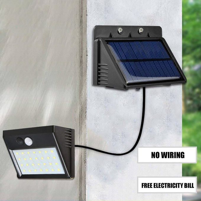 30 LED Solar Light Human Body Induction Wall Motion Sensor Street Lamp Black