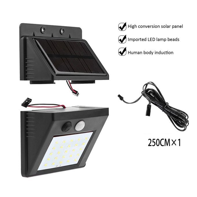 30 LED Solar Light Human Body Induction Wall Motion Sensor Street Lamp Black
