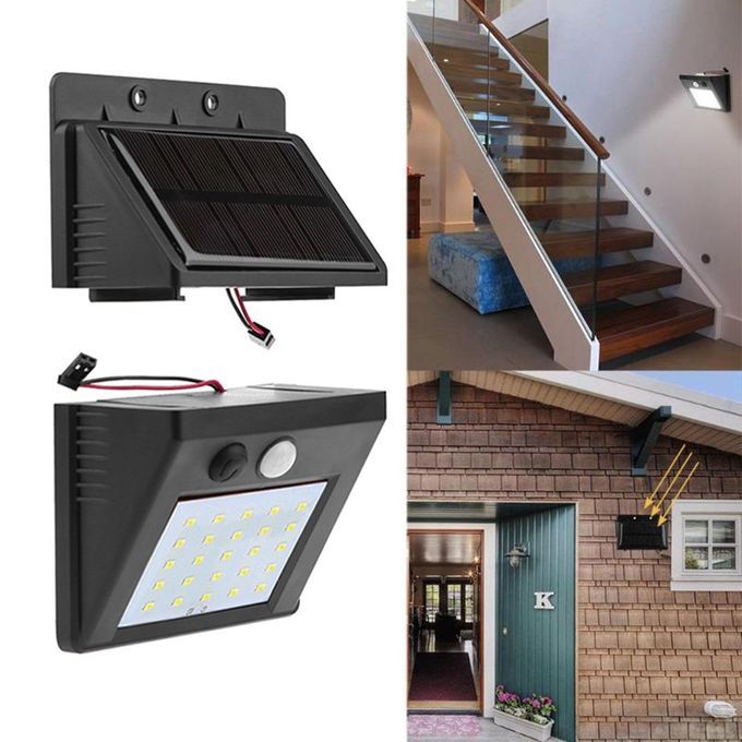 30 LED Solar Light Human Body Induction Wall Motion Sensor Street Lamp Black