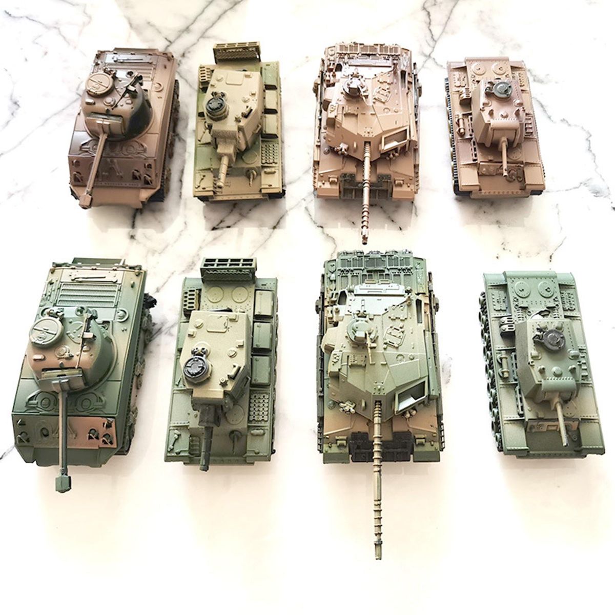 8 Pieces 1/72 Tank Model DIY Assemble Tank Toy For Girls