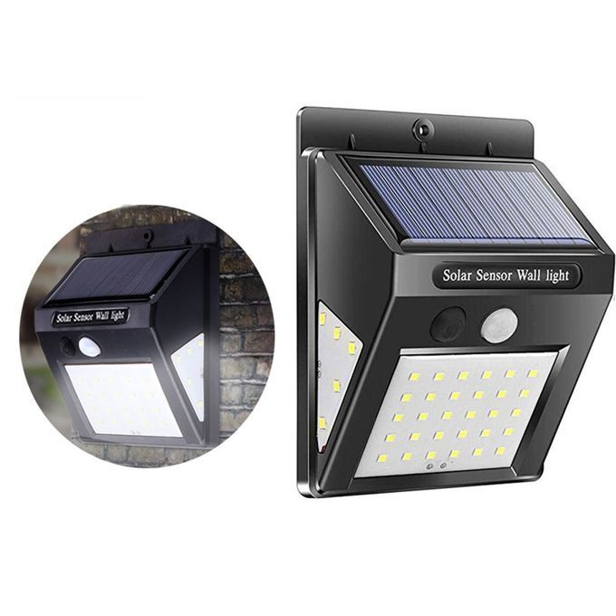 30   Solar Light Human Body Induction Wall Light Motion Sensor Street  -black