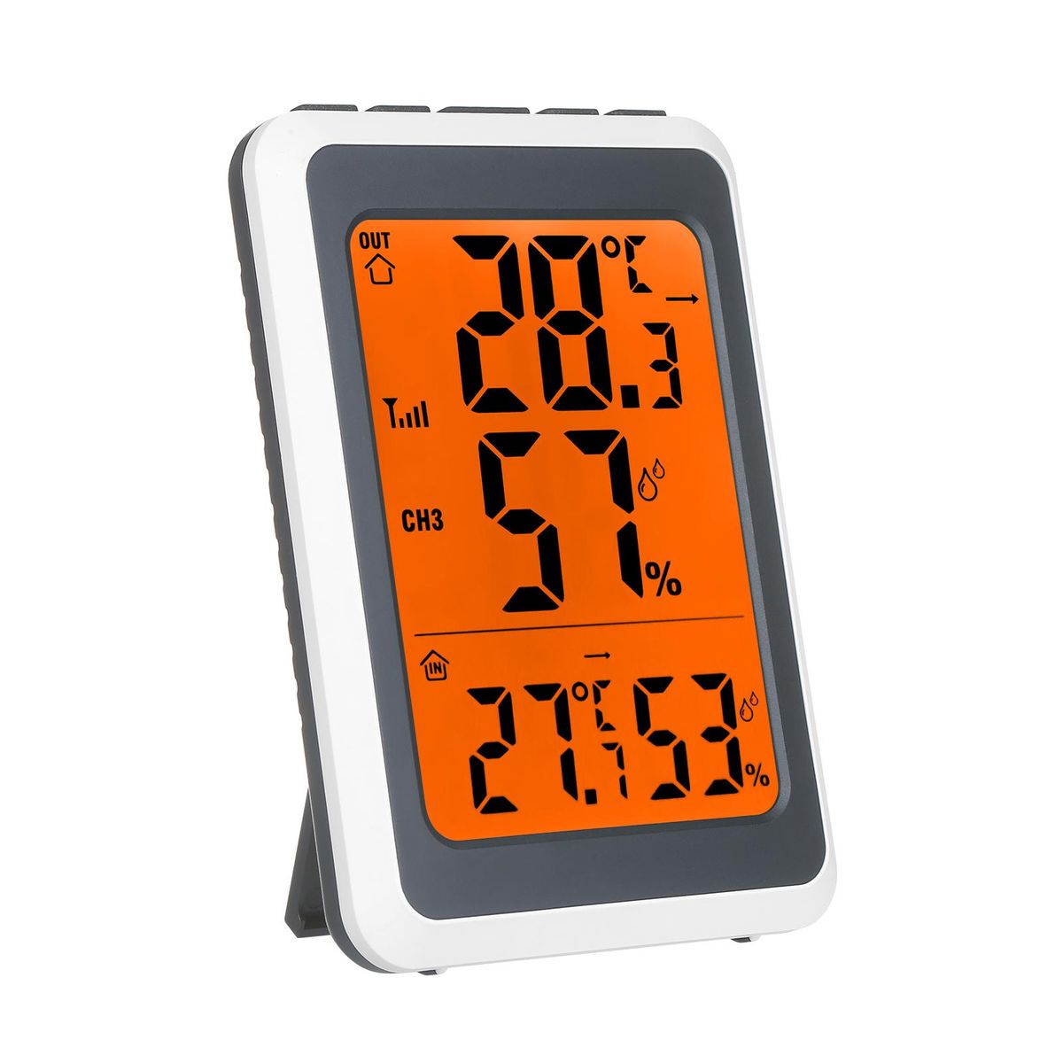 Digital Thermo-Hygrometer Thermometer & Hygrometer Temperature Humidity Indicator Indoor & Outdoor Temperature Humidity Gauge Meter with 3 Transmitters