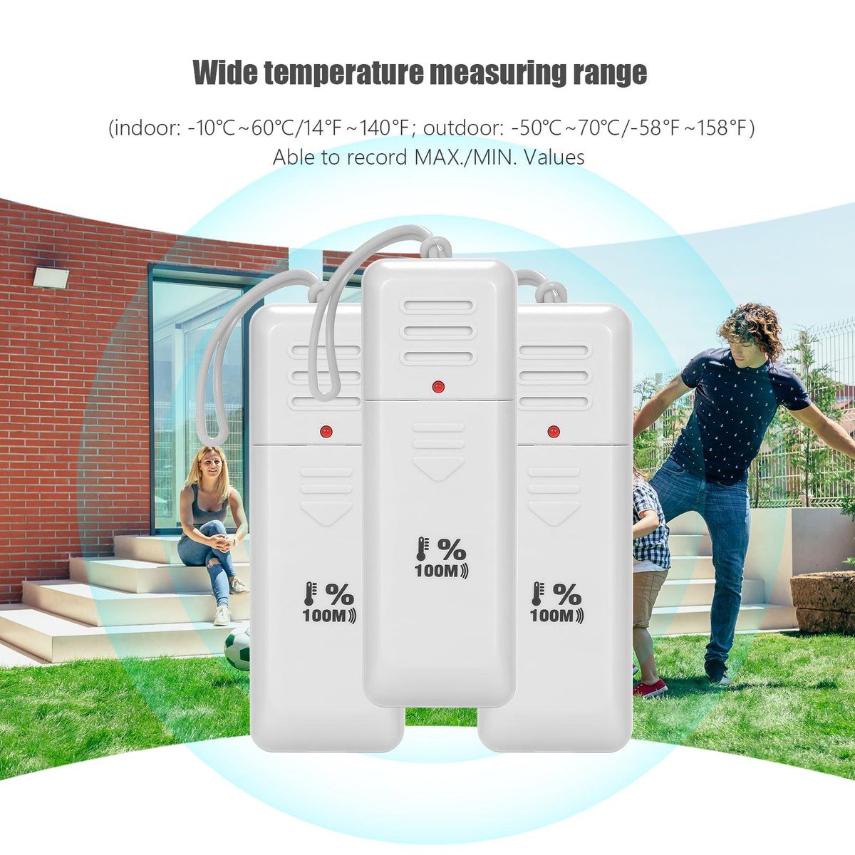Digital Thermo-Hygrometer Thermometer & Hygrometer Temperature Humidity Indicator Indoor & Outdoor Temperature Humidity Gauge Meter with 3 Transmitters