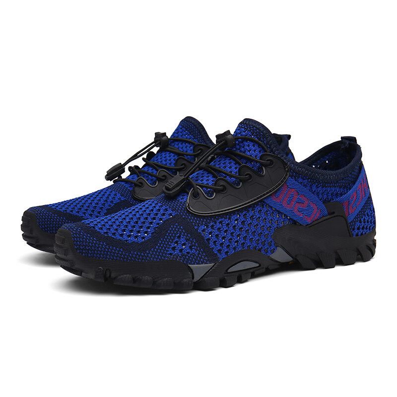 Men Knitted Fabric Water Wadding Shoes Outdoor Slip Resistant Sneakers Waterproof Hiking Shoes EU:47
