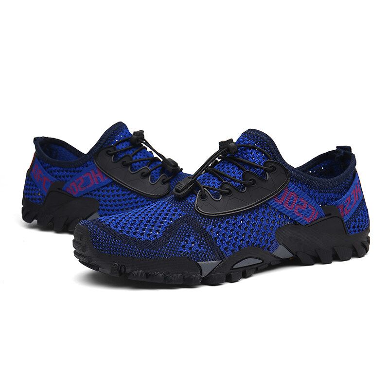 Men Knitted Fabric Water Wadding Shoes Outdoor Slip Resistant Sneakers Waterproof Hiking Shoes EU:47