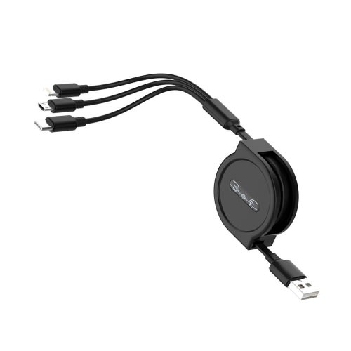 3 In 1 Foldable Retractable 3a Fast USB Charging Cable - 1.2meter