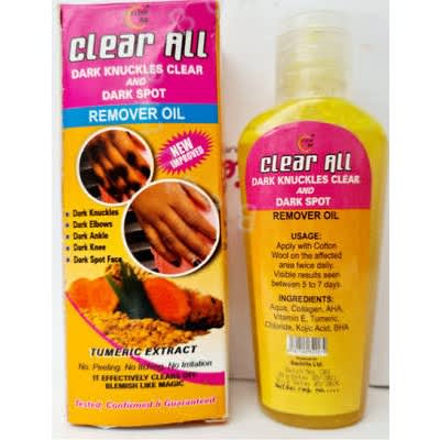 Clear All Tumeric Extract Clear All Dark Knuckles And Dark Spot Remover Oil - 100ml - 100% Effective