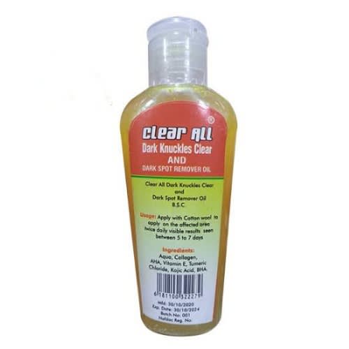 Clear All Tumeric Extract Clear All Dark Knuckles And Dark Spot Remover Oil - 100ml - 100% Effective
