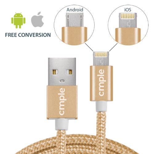 2 In 1 Usb 2.0 A Male To Reversible Lightning/micro B Male Cable