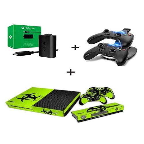 Xbox One Play & Charge Kit + Free Charging Dock Charger Controller+biohazard Sticker
