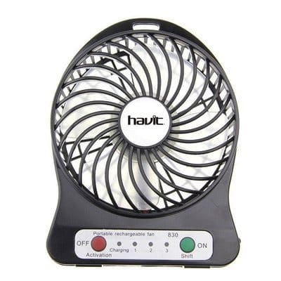 Portable Cooling Fan Powered By Lithium Reachargeable Battery USB Or Power Bank