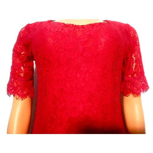 Ladies Net Design Dress - Red