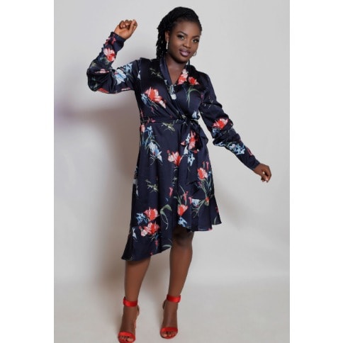 Slanted Hem Cuffed Dress