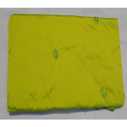 Lemon Green Embroidered and Beaded Indian Lace George with Blouse - 7 Yards