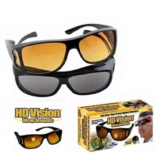 Hd Vision Day & Night Wrap Around Glasses - Set Of 2