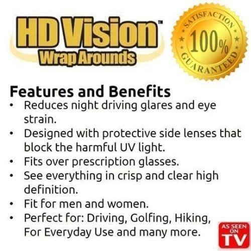 Hd Vision Day & Night Wrap Around Glasses - Set Of 2