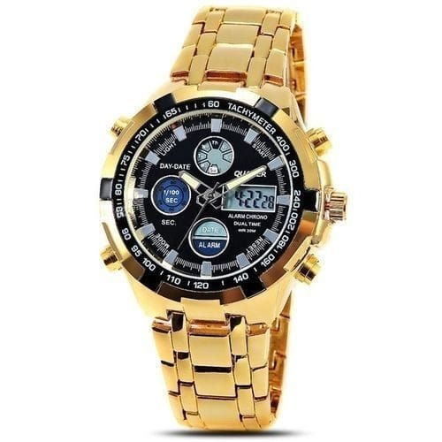 Analog/digital Executive Wrist Watch For Men - Gold