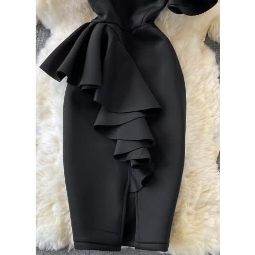 Mono Asymmetric Ruched Dress