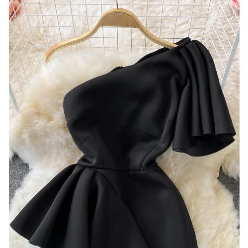 Mono Asymmetric Ruched Dress