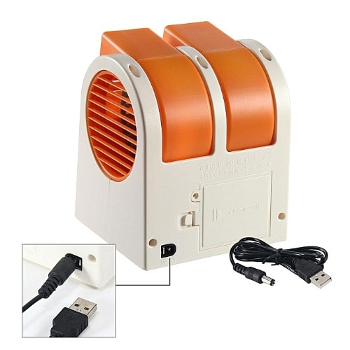 Double Inlet USB-Battery Powered Desktop  Mini Fan