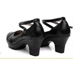 Interwoven Real Leather Cross over Belt Mid Heel Shoe