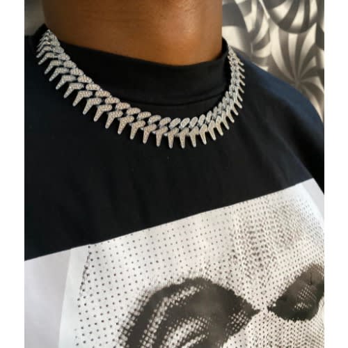 Iced Men's Tennis Necklace - Silver