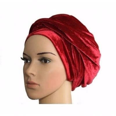 Women's Velvet Turban - Red