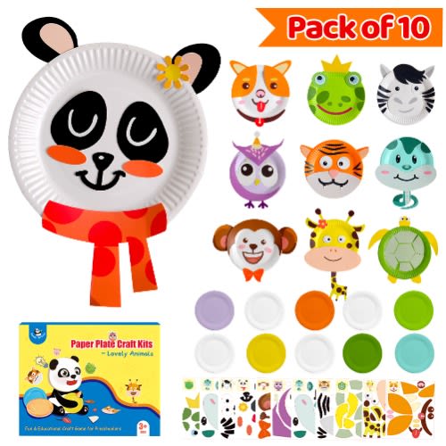 10Pcs Arts And Crafts For Kids: Toddlers Paper Plate Kit For Kids Ages 3-8 Toy Diy Animal Art
