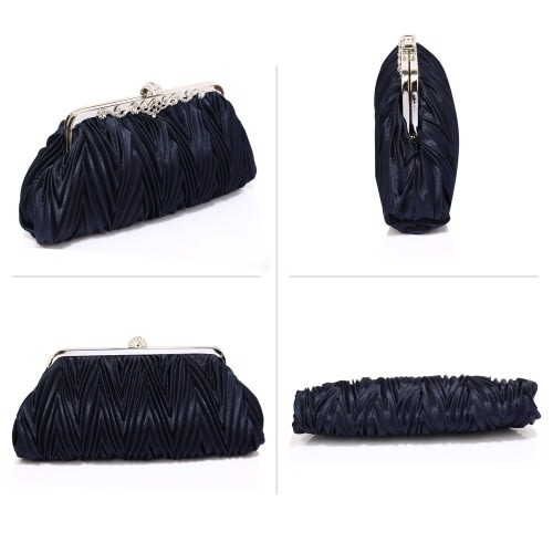 Navy Satin Evening Clutch Bag 0044 Plus Frebie