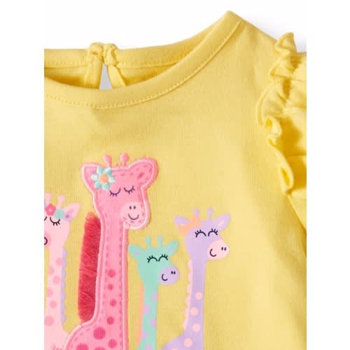 Baby Girl Graphic Applique Ruffled Bodysuit