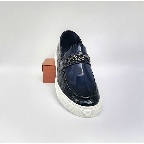 Men  Crocodile Skin Patent Leather - Navy Blue
