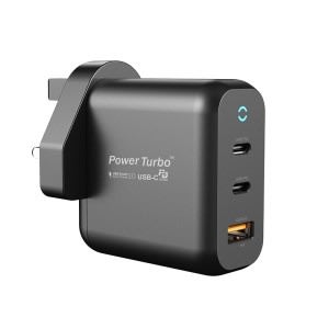 Wiwu Gallium Nitride Charger Usb-a + Dual Usb-c Ports Wall Charger – Uk Plug -Pt6532gan