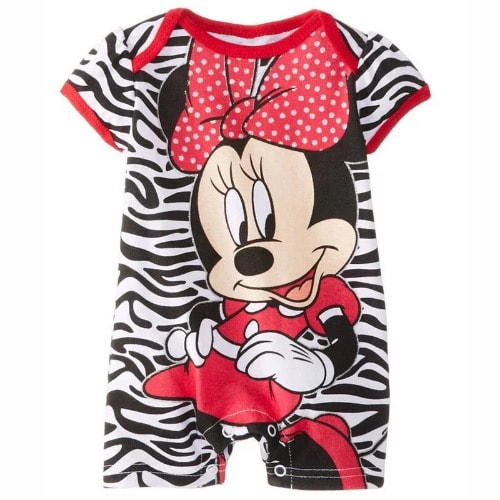 Short Sleeve Minnie Mouse Romper - Red