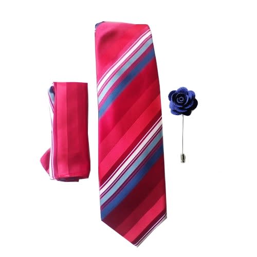 Men's Tie With Pocket Square And Lapel Pin