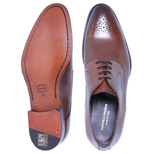 Perforated Calfskin Derbies - Brown