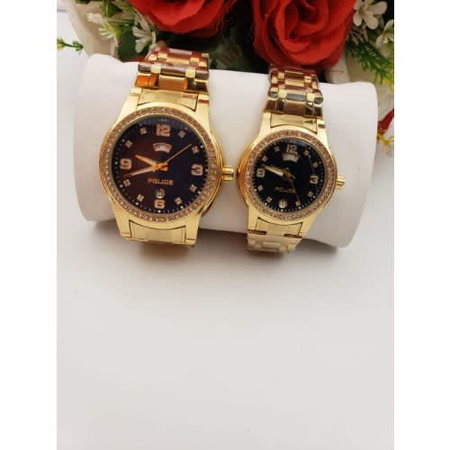 Couple Wrist Watch - Set Of 2 - Gold